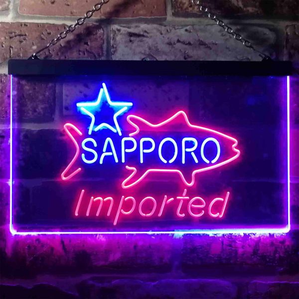 Sapporo Premium Beer - Fish Star Dual LED Neon Light Sign